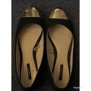 Gold Toe Black Flats